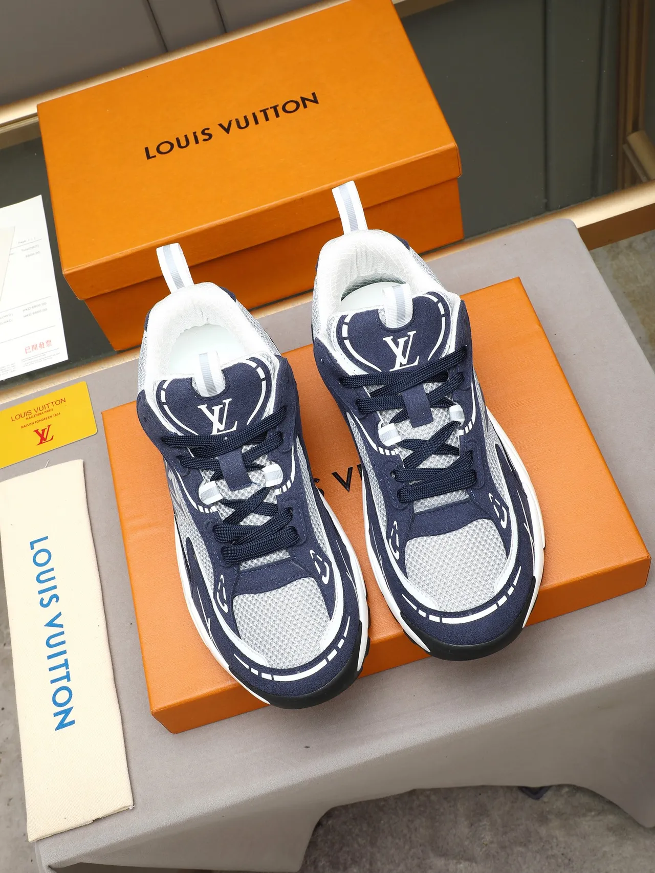 Louis Vuitton Run Away Navy and White Chunky Sneakers 2