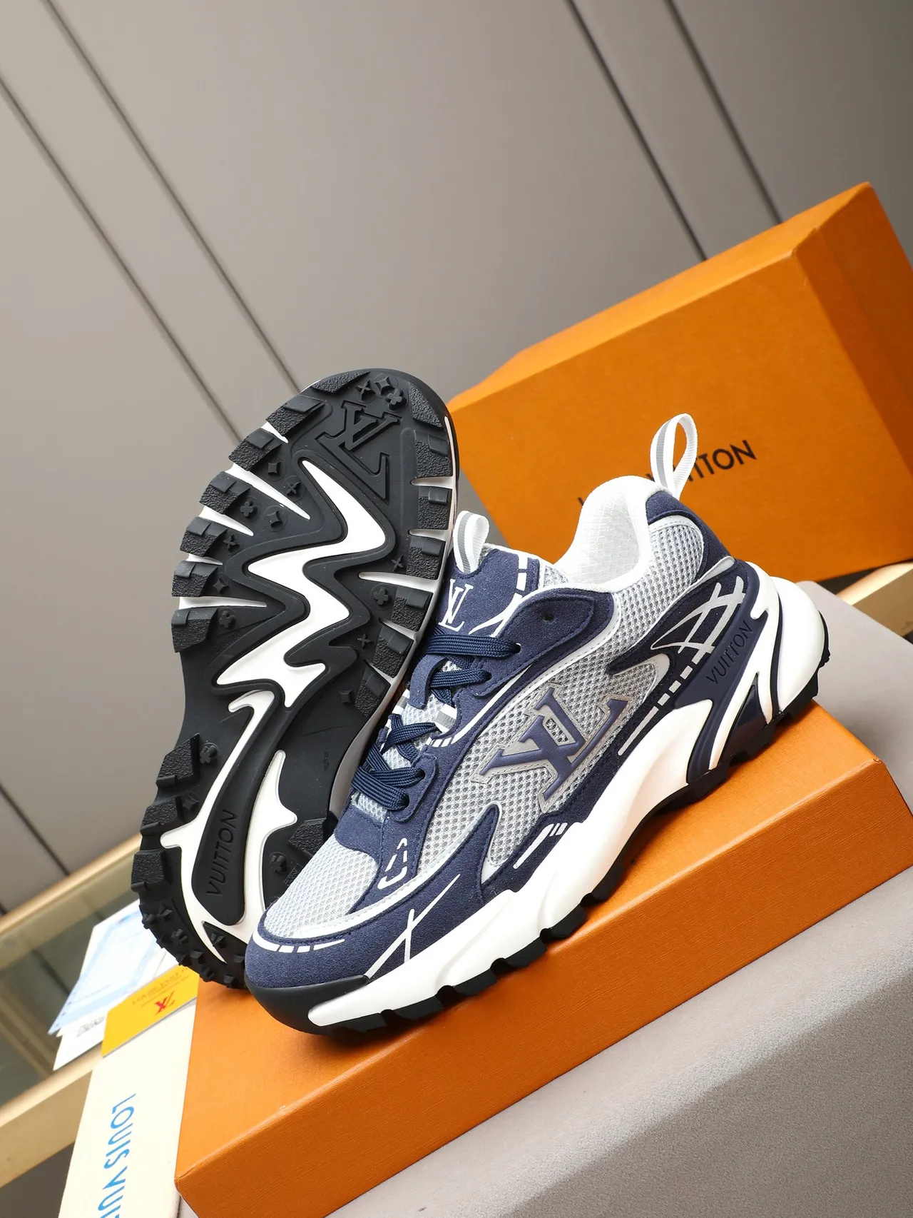 Louis Vuitton Run Away Navy and White Chunky Sneakers 4