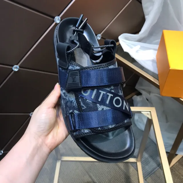 Louis Vuitton Run Away Navy Black Multi-Strap Monogram-Print Webbing Casual Sandals 2