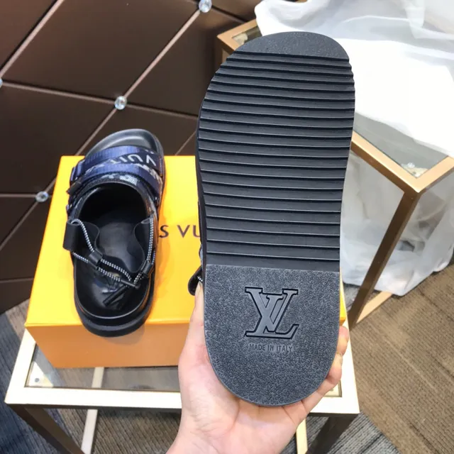 Louis Vuitton Run Away Navy Black Multi-Strap Monogram-Print Webbing Casual Sandals 4