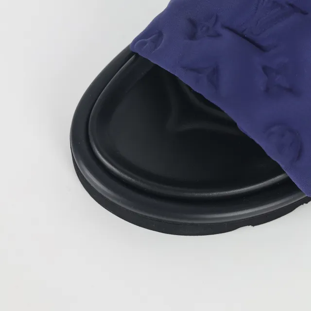 Louis Vuitton Run Away Navy Blue Embossed Monogram Slippers 5