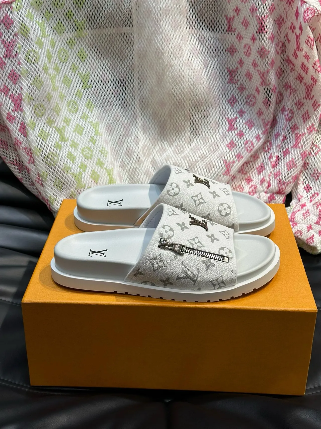 Louis Vuitton Run Away Slide Monogram Print Zipper Slippers 4