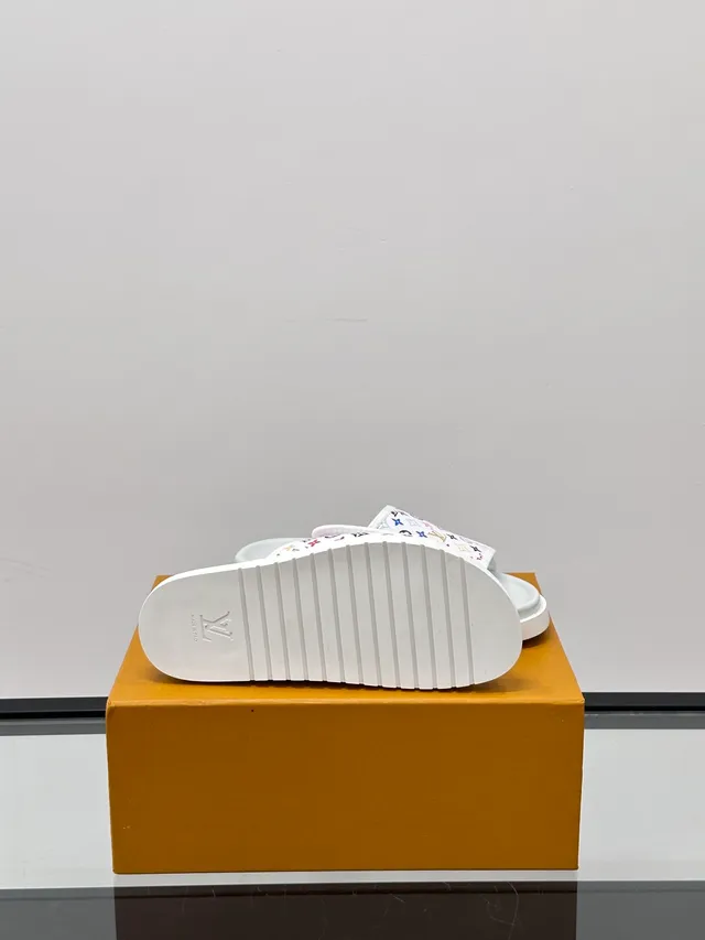 Louis Vuitton Run Away Slide White Multicolor Monogram Slippers 2