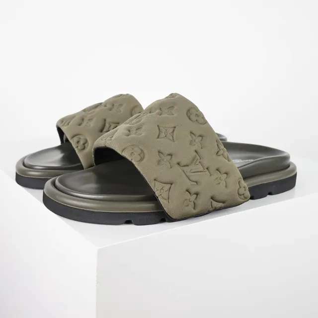 Louis Vuitton Run Away Slides Olive Green and Black Slippers 2