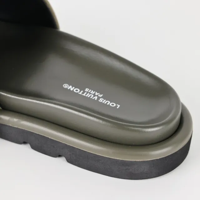Louis Vuitton Run Away Slides Olive Green and Black Slippers 4