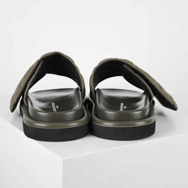 Louis Vuitton Run Away Slides Olive Green and Black Slippers 8