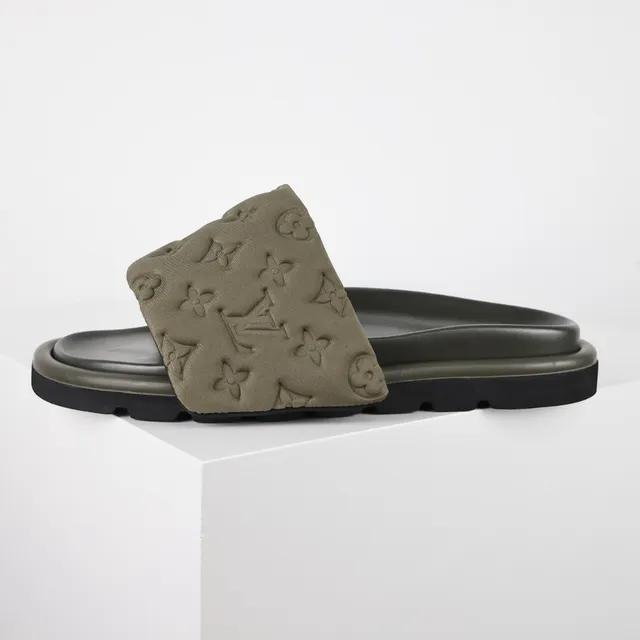 Louis Vuitton Run Away Slides Olive Green and Black Slippers 9