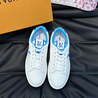Louis Vuitton Run Away Blanco Azul Low-Top Cuero Superior Zapatillas Lifestyle