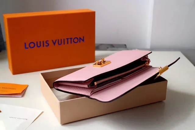 Louis Vuitton Sarah rouge marron Damier Check toile clapet cuir lisse corps portefeuille long 4