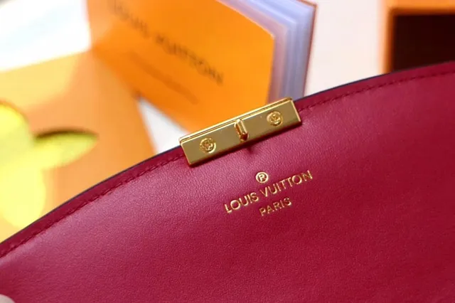 Louis Vuitton Sarah rouge marron Damier Check toile clapet cuir lisse corps portefeuille long 11
