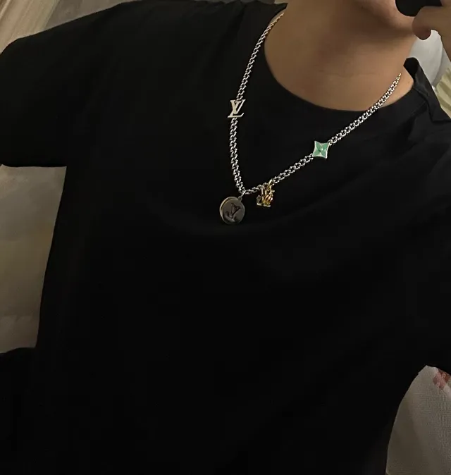 Louis Vuitton Silver Gold Multi-Charm Chain Necklace 2