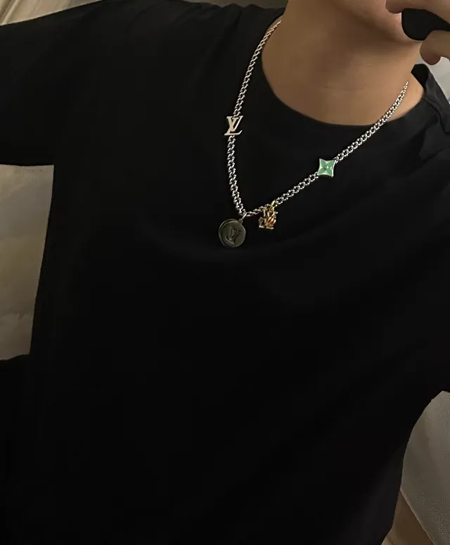 Louis Vuitton Silver Gold Multi-Charm Chain Necklace 4
