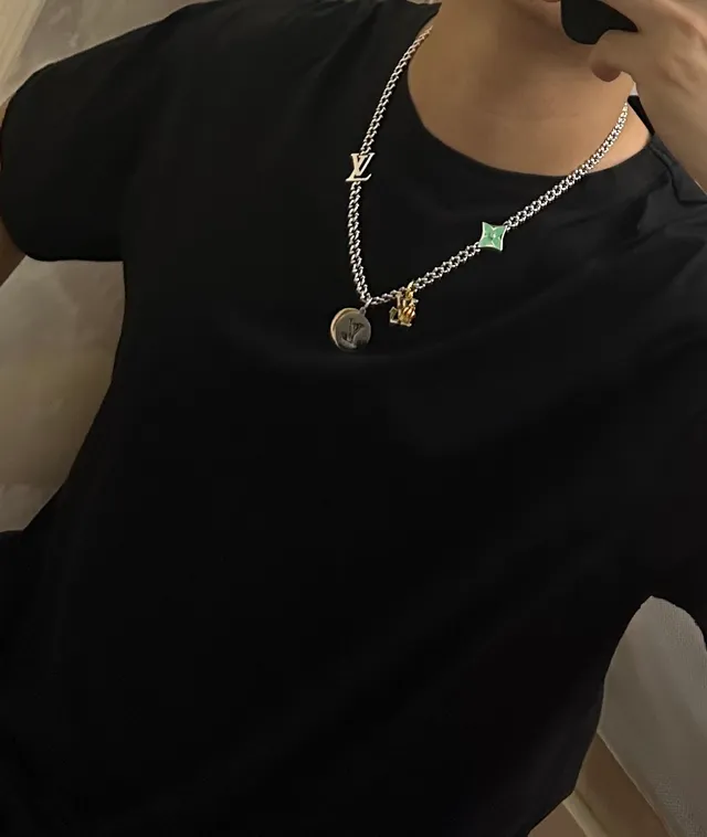 Louis Vuitton Silver Gold Multi-Charm Chain Necklace 8