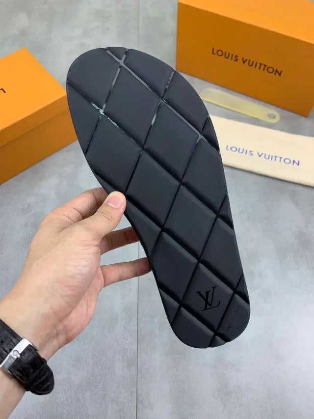 Louis Vuitton Slide Black Two-Strap Monogrammed Suede Straps Slippers 2