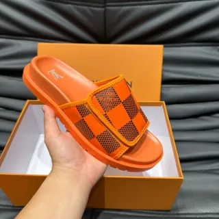 Louis Vuitton Slide Orange and Black Checkerboard Slipper