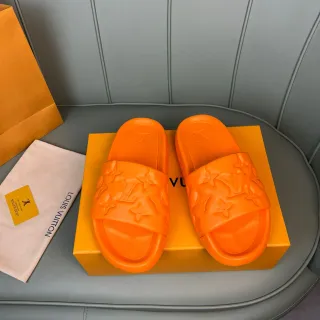 Louis Vuitton Slides नारंगी मोनोग्राम मोल्डेड रबर चप्पल