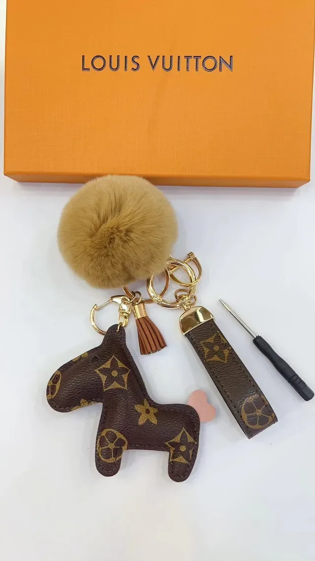 Louis Vuitton Teddy Bear Brown Beige Monogram Canvas Fur Pom-Pom Handbag 4