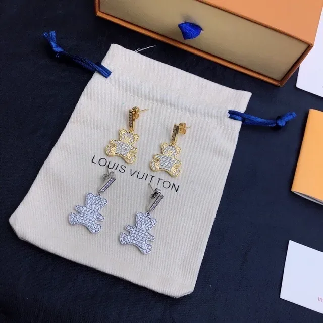 Louis Vuitton Teddy Bear Pavé Crystal Dangling Earrings 5