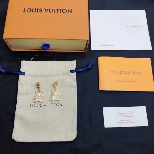 Louis Vuitton Teddy Bear Pavé Crystal Dangling Earrings 6