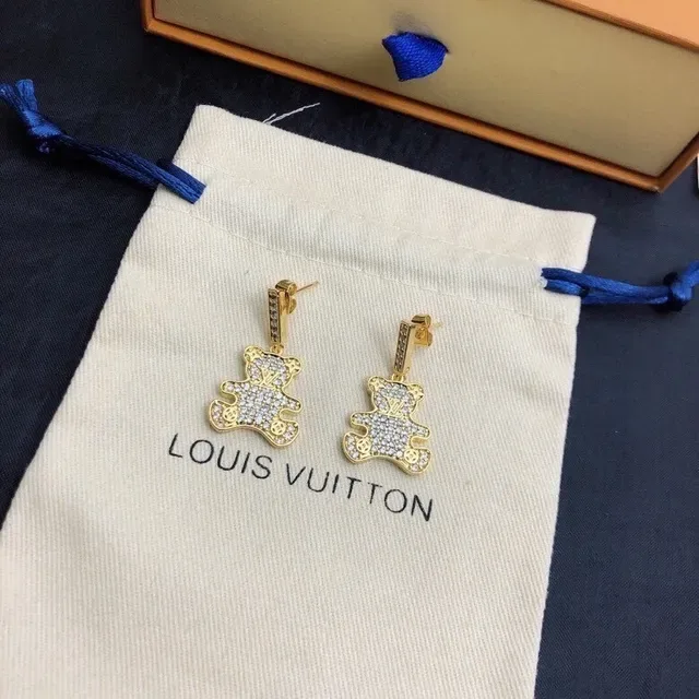 Louis Vuitton Teddy Bear Pavé Crystal Dangling Earrings 7