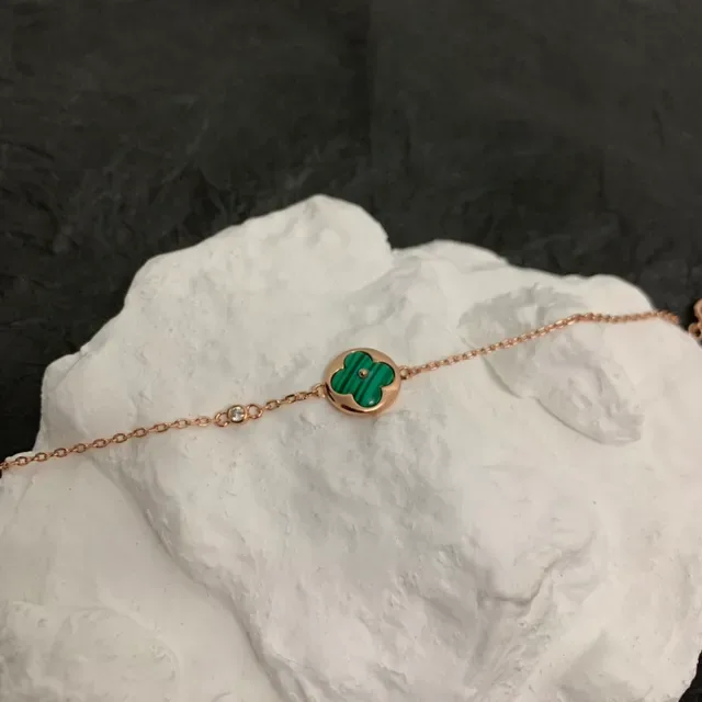 Louis Vuitton Turquoise Enamel Clover Charm Silver-Tone Bracelet 5