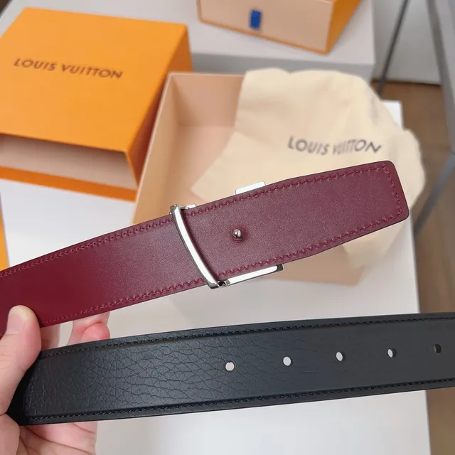 Louis Vuitton Twist Belt Reversible Black and Burgundy Leather Belt 3
