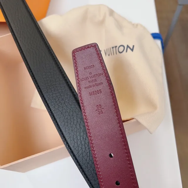 Louis Vuitton Twist Belt Reversible Black and Burgundy Leather Belt 5