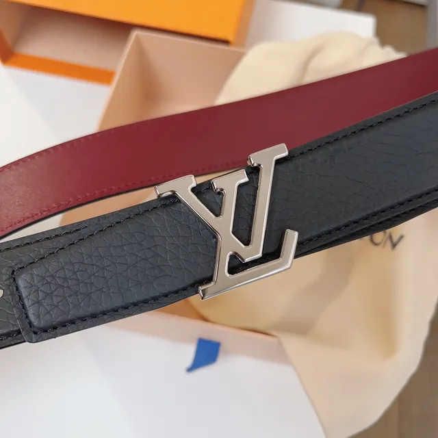 Louis Vuitton Twist Belt Reversible Black and Burgundy Leather Belt 7