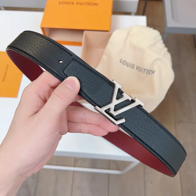 Louis Vuitton Twist Belt Reversible Black and Burgundy Leather Belt 8