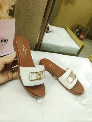 Louis Vuitton Twist White Leather Slippers 2