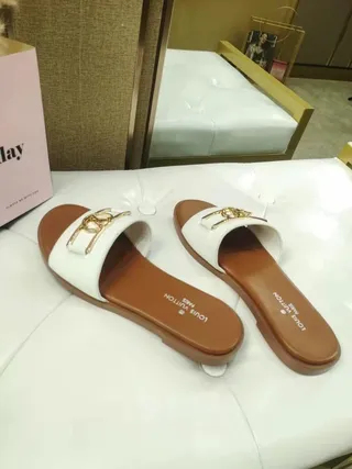 Louis Vuitton Twist White Leather Slippers 5