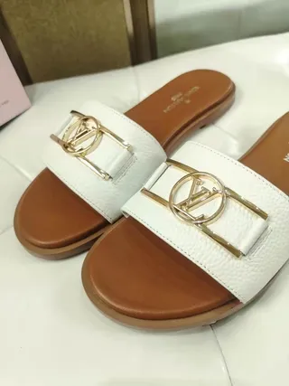 Louis Vuitton Twist White Leather Slippers 9