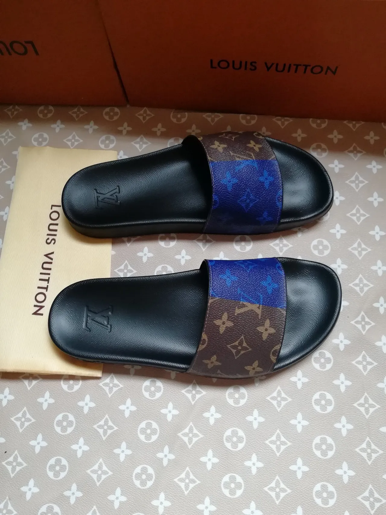 Louis Vuitton Two-Tone Monogram Slide Slippers 5