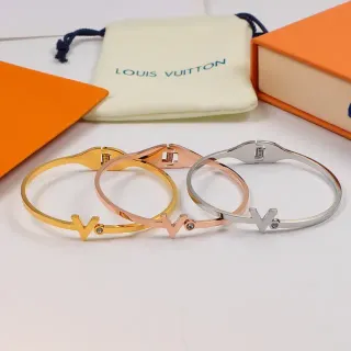 Louis Vuitton V Motif Gold Hinged Clasp Bracelet