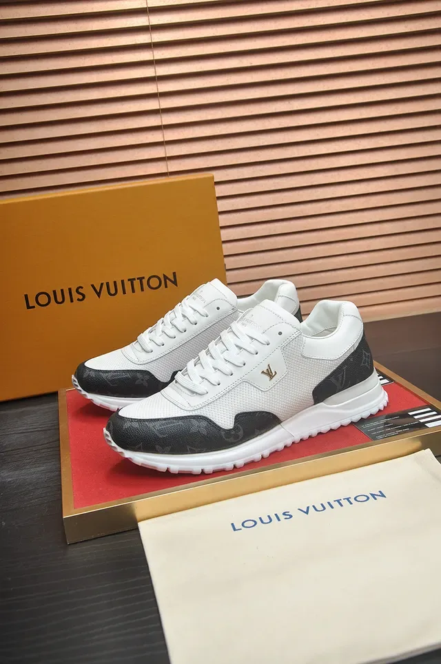 Louis Vuitton Blanc et Noir Monogram Panneaux en Cuir Mesh Upper Lifestyle Sneakers 4