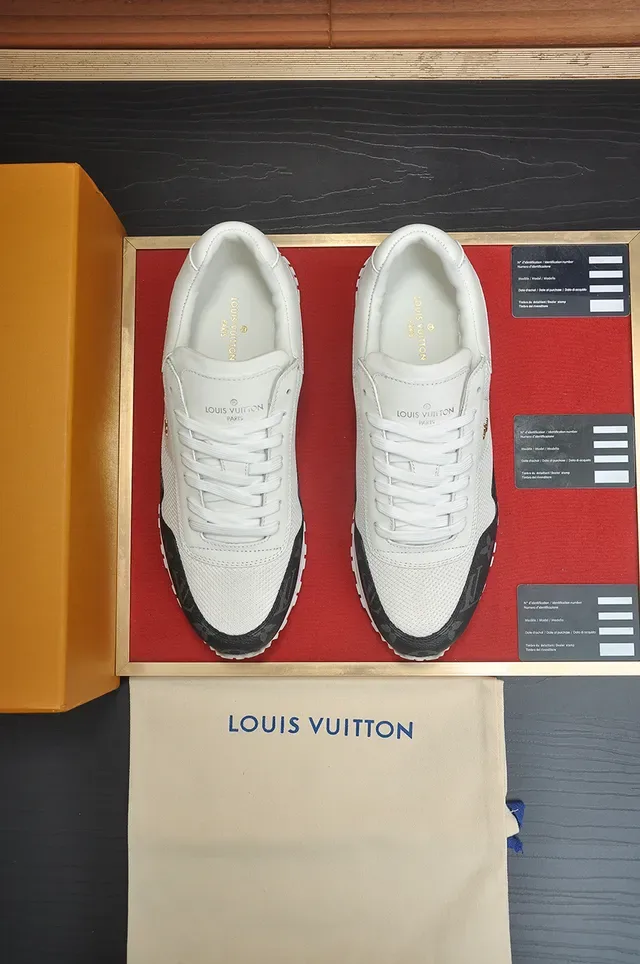 Louis Vuitton Blanc et Noir Monogram Panneaux en Cuir Mesh Upper Lifestyle Sneakers 5