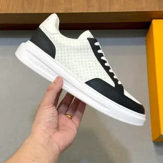 Louis Vuitton White Black Monogrammed Canvas Leather Overlays Lifestyle Sneakers