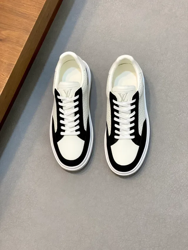 Louis Vuitton White Black Monogrammed Canvas Leather Overlays Lifestyle Sneakers 5