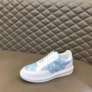 Louis Vuitton Zapatillas Lifestyle Blancas Azules Low-Top con Panel Lateral Monogram Impreso