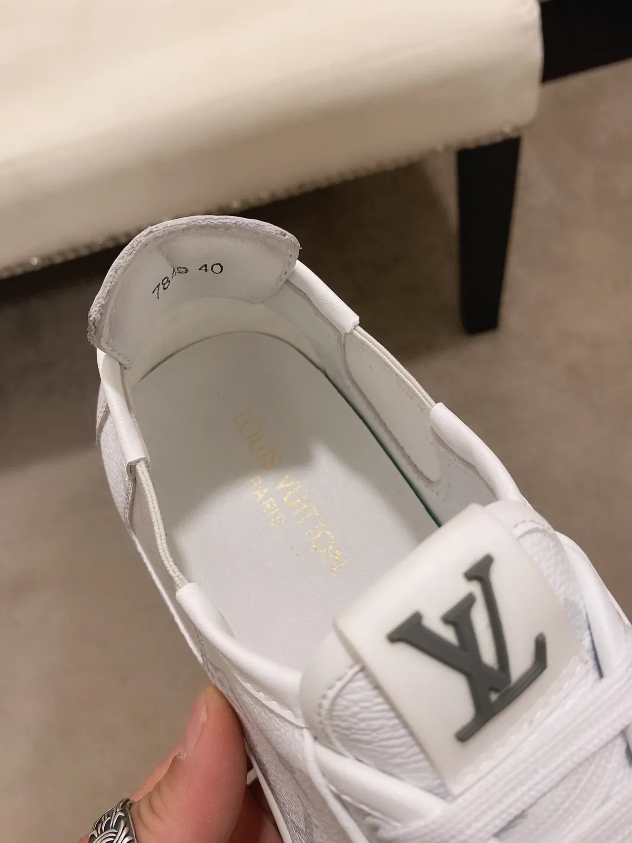 Louis Vuitton White Gray Monogram-Print Leather Low-Top Lace-Up Lifestyle Sneakers 5