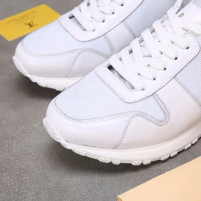 Louis Vuitton White Monochrome Mesh-and-Leather Paneling Lifestyle Sneakers 2