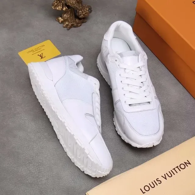 Louis Vuitton White Monochrome Mesh-and-Leather Paneling Lifestyle Sneakers 3