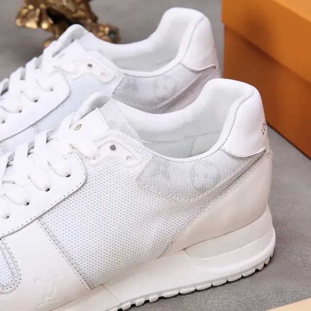 Louis Vuitton White Monochrome Mesh-and-Leather Paneling Lifestyle Sneakers 4