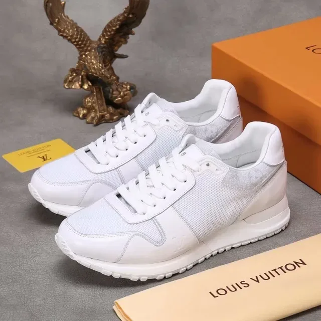 Louis Vuitton White Monochrome Mesh-and-Leather Paneling Lifestyle Sneakers 7