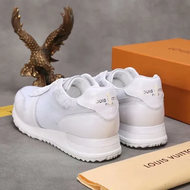 Louis Vuitton White Monochrome Mesh-and-Leather Paneling Lifestyle Sneakers 8
