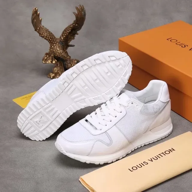 Louis Vuitton White Monochrome Mesh-and-Leather Paneling Lifestyle Sneakers 9