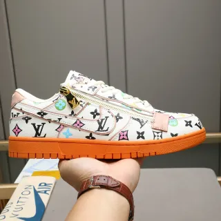 Louis Vuitton White Multicolor Monogram-Printed Leather Upper Zipper-Tongue Closure Lifestyle Sneakers