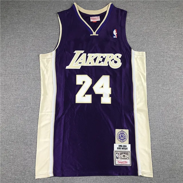 Mitchell & Ness Hardwood Classics Kobe Bryant Purple and Cream Lakers Jersey 2