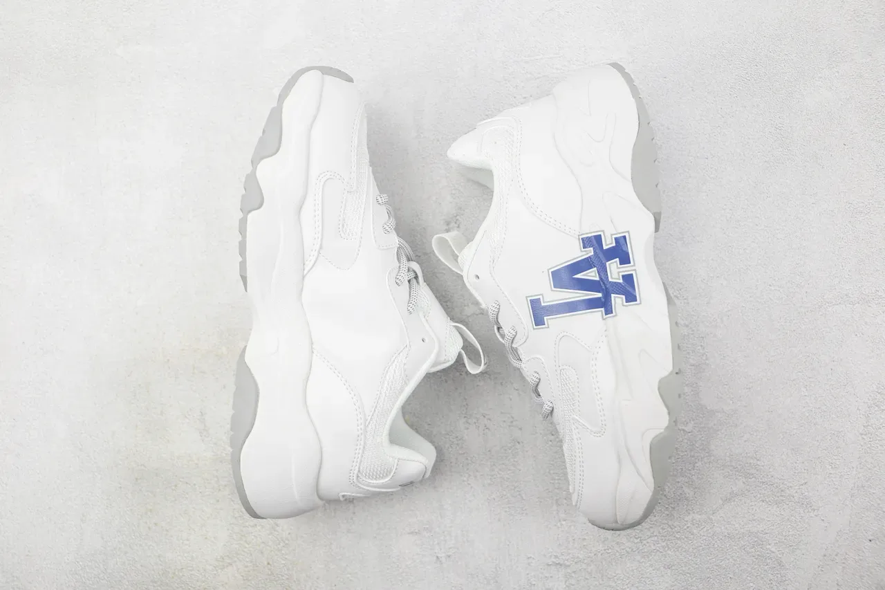 Mitchell & Ness White Blue Sole Team Logo Branding Chunky Sneakers 2
