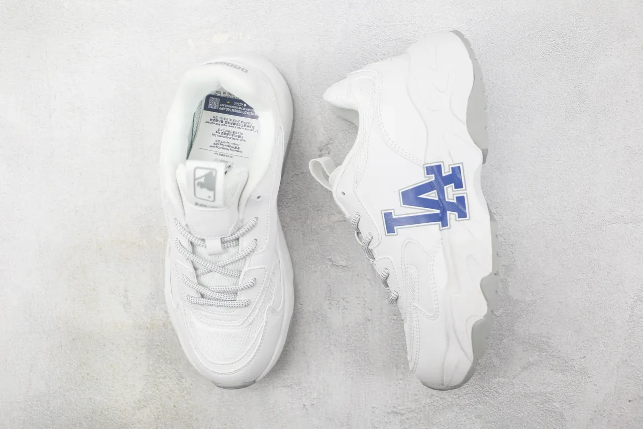 Mitchell & Ness White Blue Sole Team Logo Branding Chunky Sneakers 3